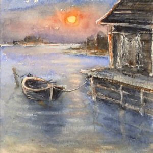 Merikarvian ilta on laskeutunut kuin pehmeä huopa maiseman ylle. Aurinko viipyy vielä hetken taivaanrannassa, punaten veden pinnan kuin vanha valokuva.